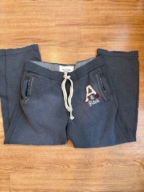 Vintage Abercrombie & Fitch Charcoal Gray Sweatpants with Drawstring
